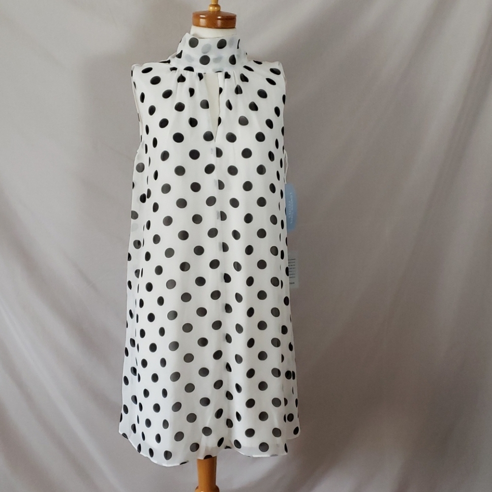 NWT✨London Times Polka Dot Chiffon A-line Dress